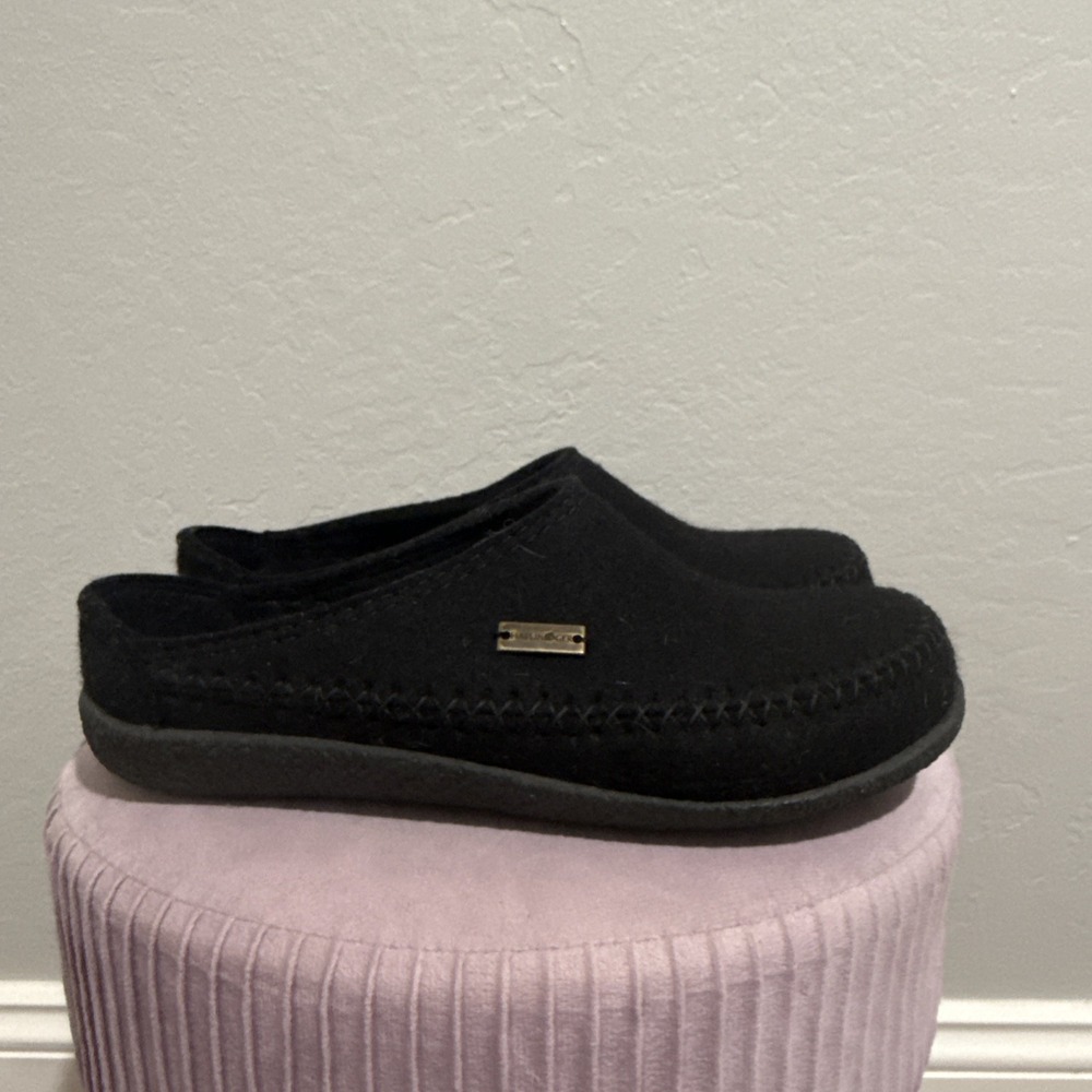 HAFLINGER Wool HardSole Women Slippers Black Size 41 US 9